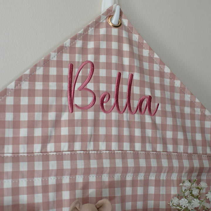 Mabel & Fox - Personalised Pink Gingham Ruffle Advent Calendar - Embroidered