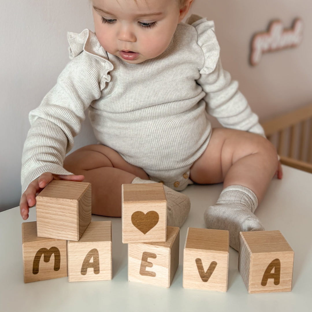 Mabel & Fox - Personalised Wooden Blocks - Playful Rounded