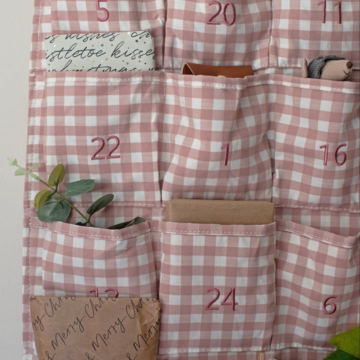 Mabel & Fox - Personalised Pink Gingham Advent Calendar - Velvet Bow