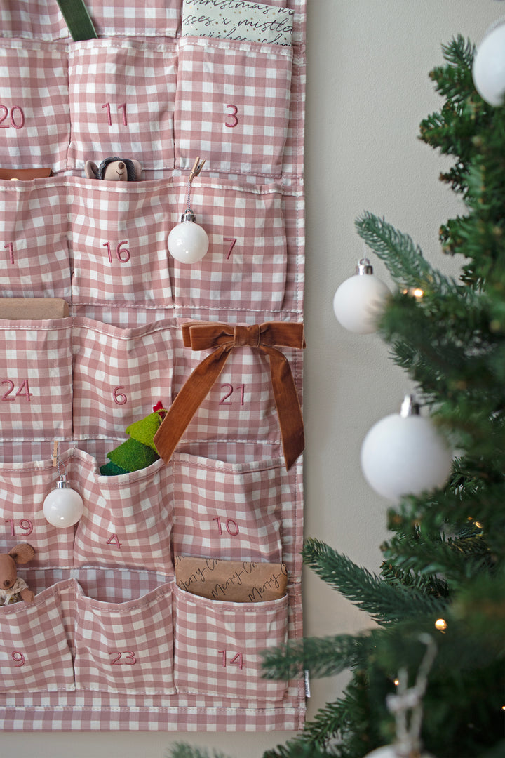 Mabel & Fox - Personalised Pink Gingham Advent Calendar - Embroidered