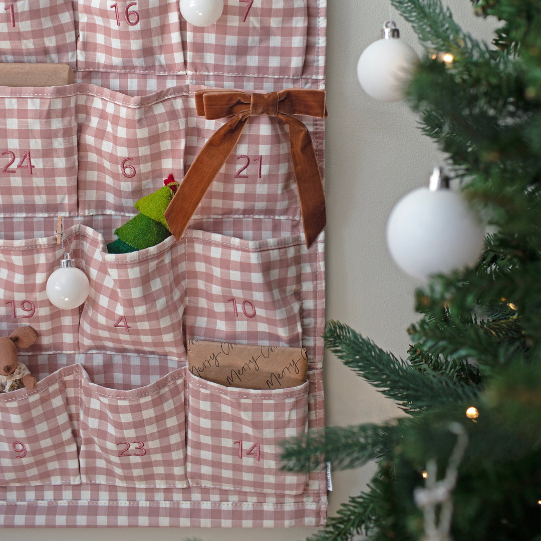 Mabel & Fox - Personalised Pink Gingham Advent Calendar - Velvet Bow