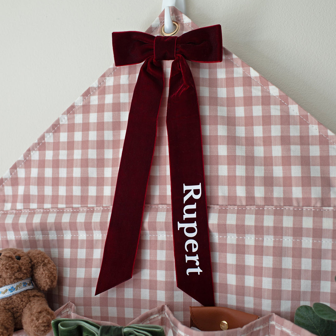 Mabel & Fox - Personalised Pink Gingham Advent Calendar - Velvet Bow