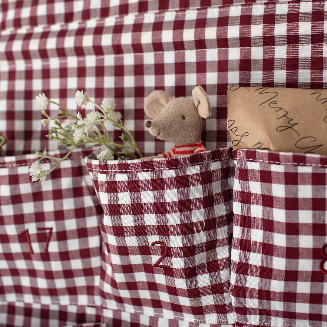 Mabel & Fox - Personalised Red Gingham Advent Calendar - Embroidered