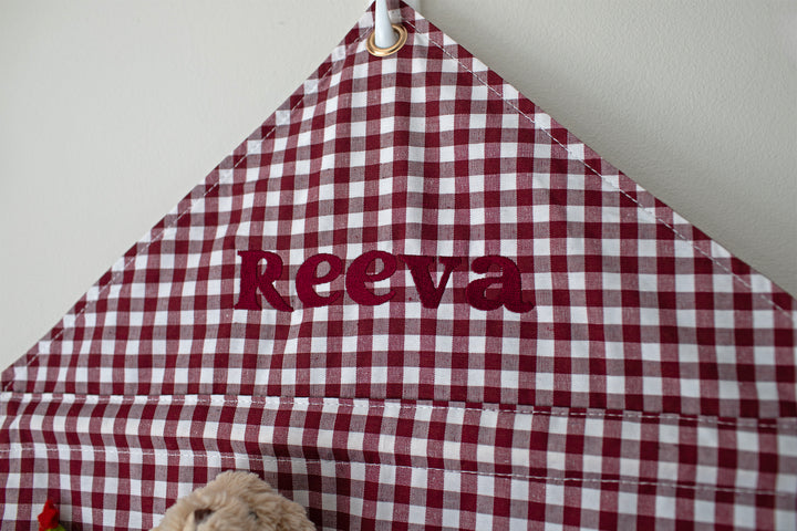 Mabel & Fox - Personalised Red Gingham Advent Calendar - Embroidered