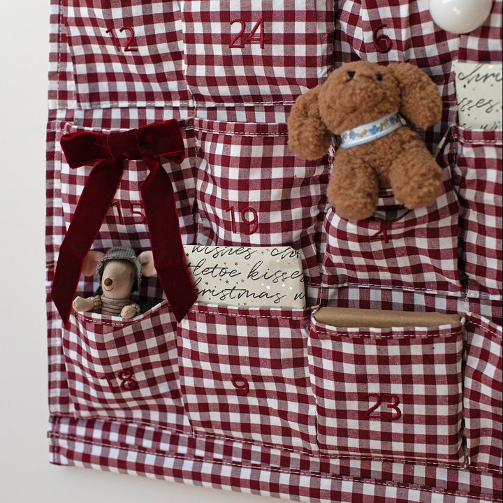 Mabel & Fox - Personalised Red Gingham Advent Calendar - Embroidered