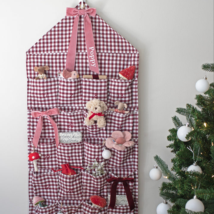 Mabel & Fox - Personalised Red Gingham Advent Calendar - Velvet Bow