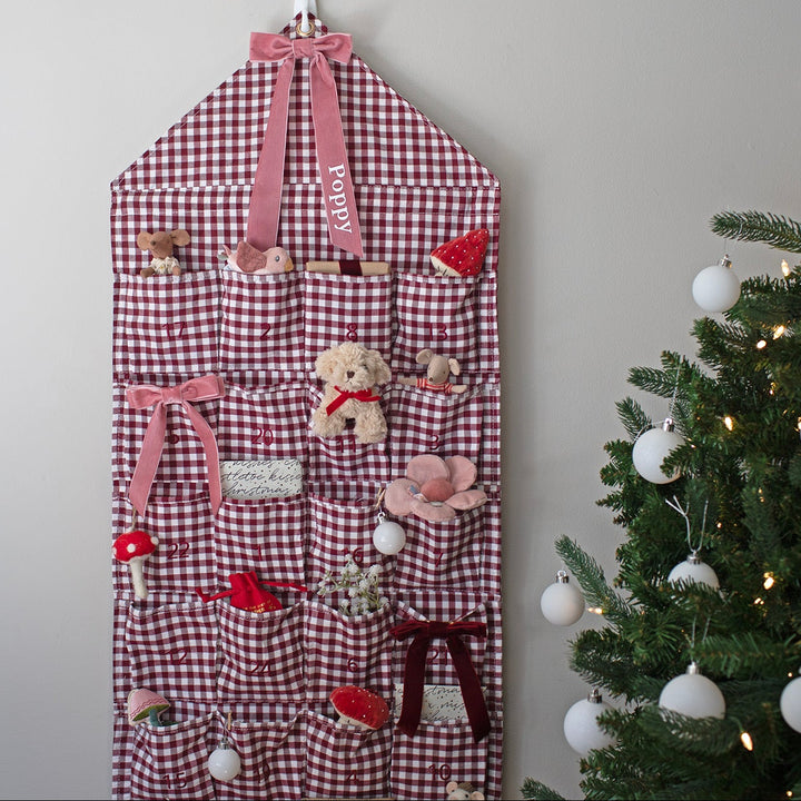 Mabel & Fox - Personalised Red Gingham Advent Calendar - Velvet Bow