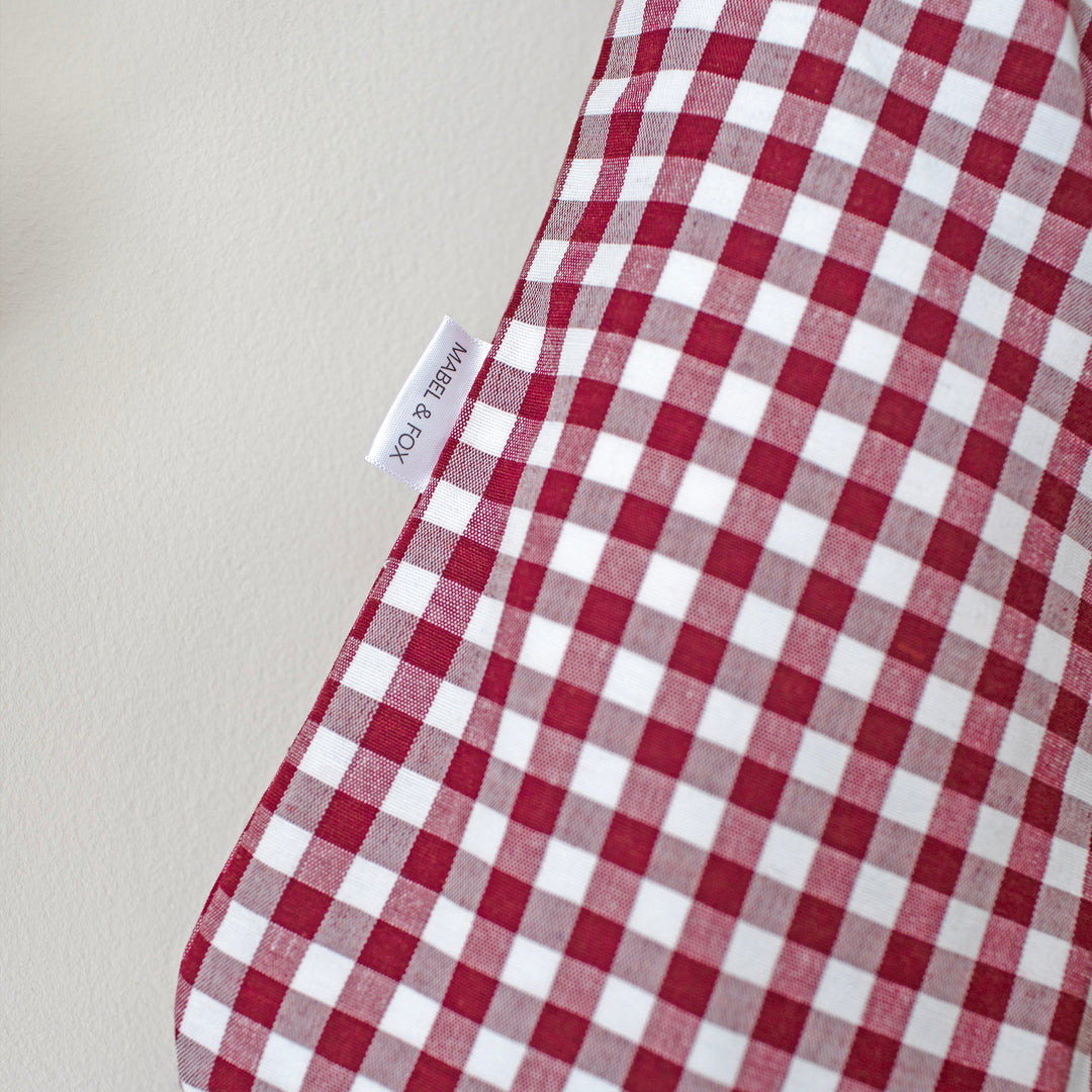 Mabel & Fox - Personalised Red Gingham Stocking - Velvet Bow