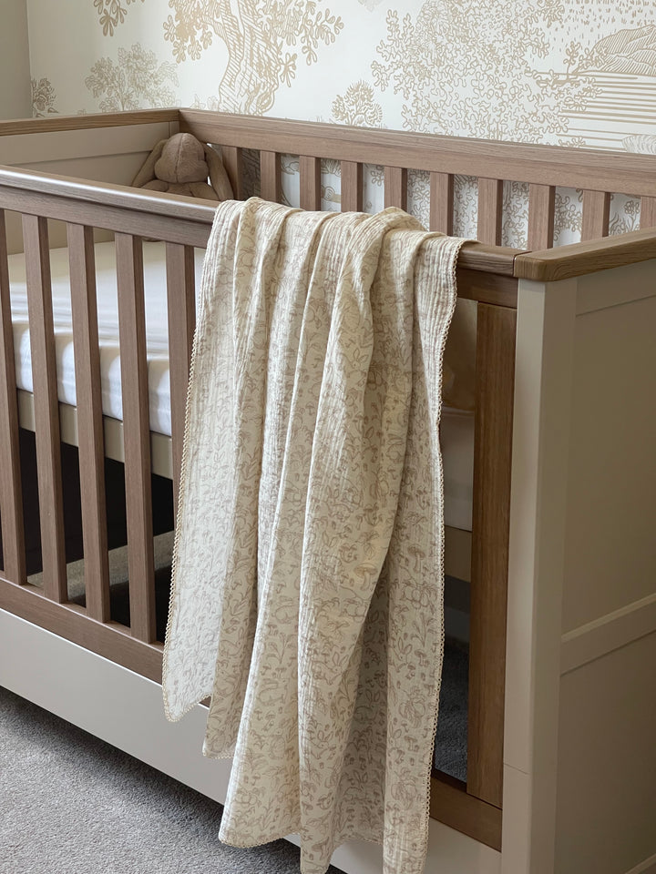 Mabel & Fox - Baby Muslin Cotton Blanket - Woodland Bunnies