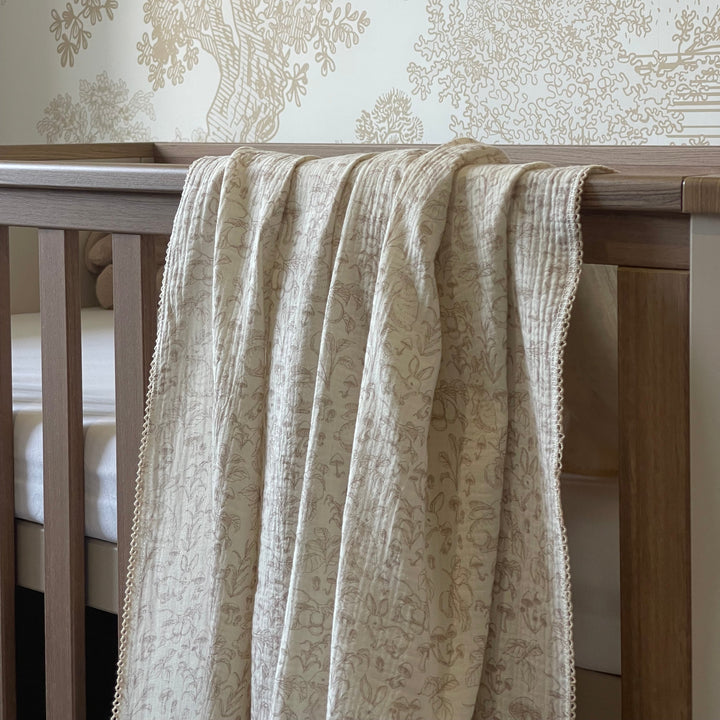 Mabel & Fox - Baby Muslin Cotton Blanket - Woodland Bunnies