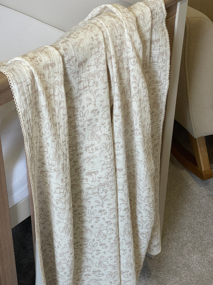 Mabel & Fox - Baby Muslin Cotton Blanket - Woodland Bunnies