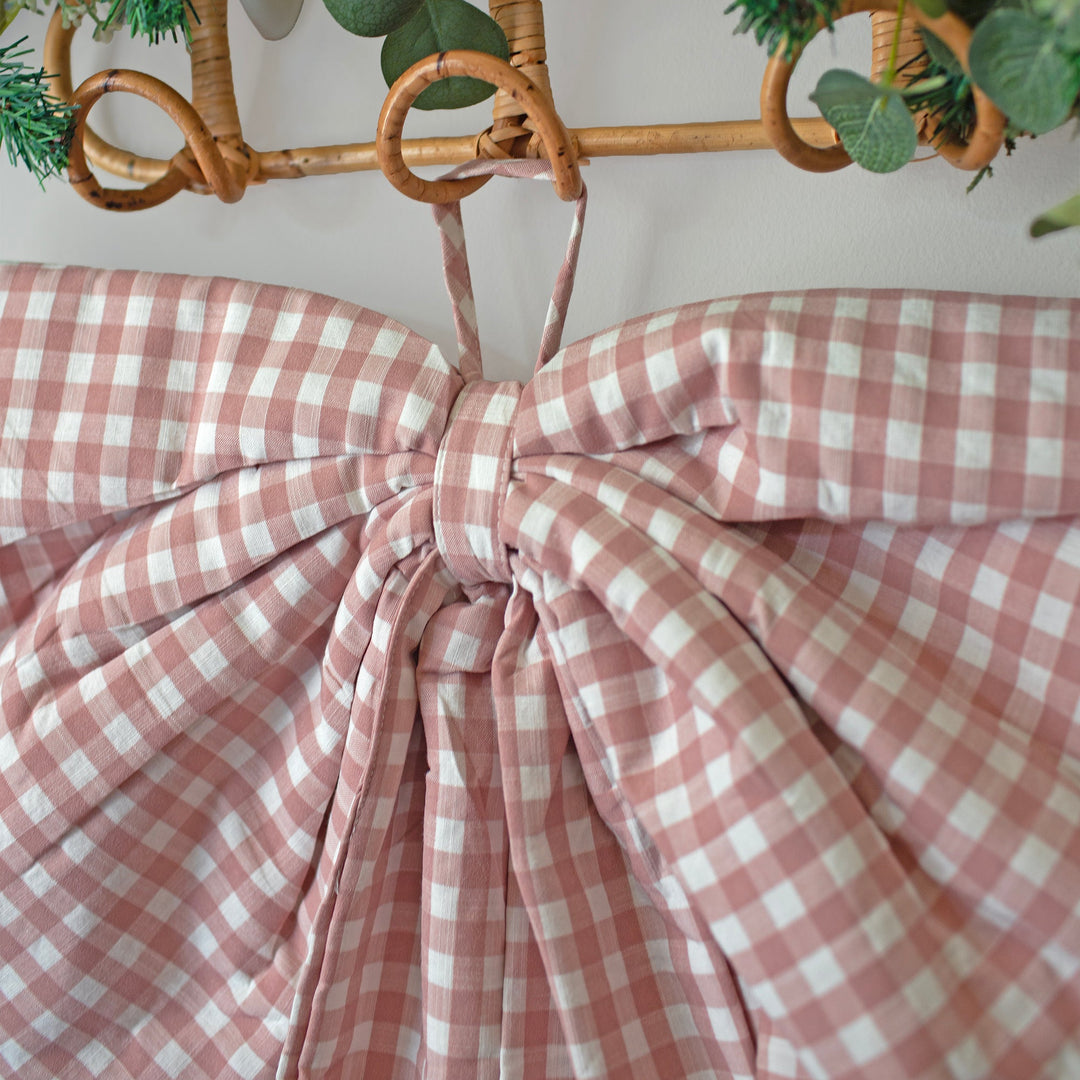 Mabel & Fox - Personalised Pink Gingham Bow - Embroidered