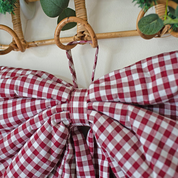 Mabel & Fox - Personalised Red Gingham Bow - Embroidered