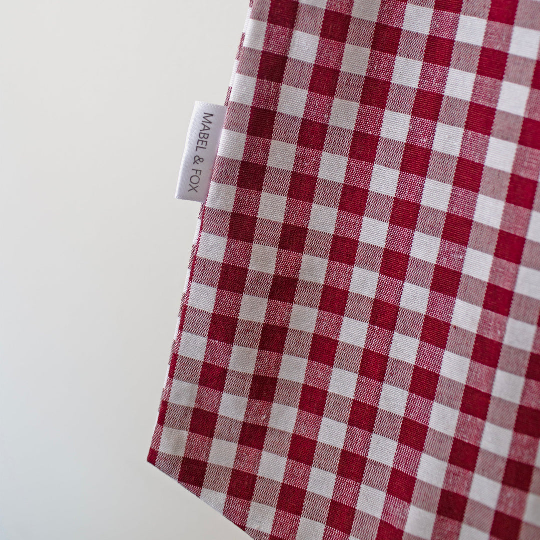 Mabel & Fox - Personalised Red Gingham Bow - Embroidered