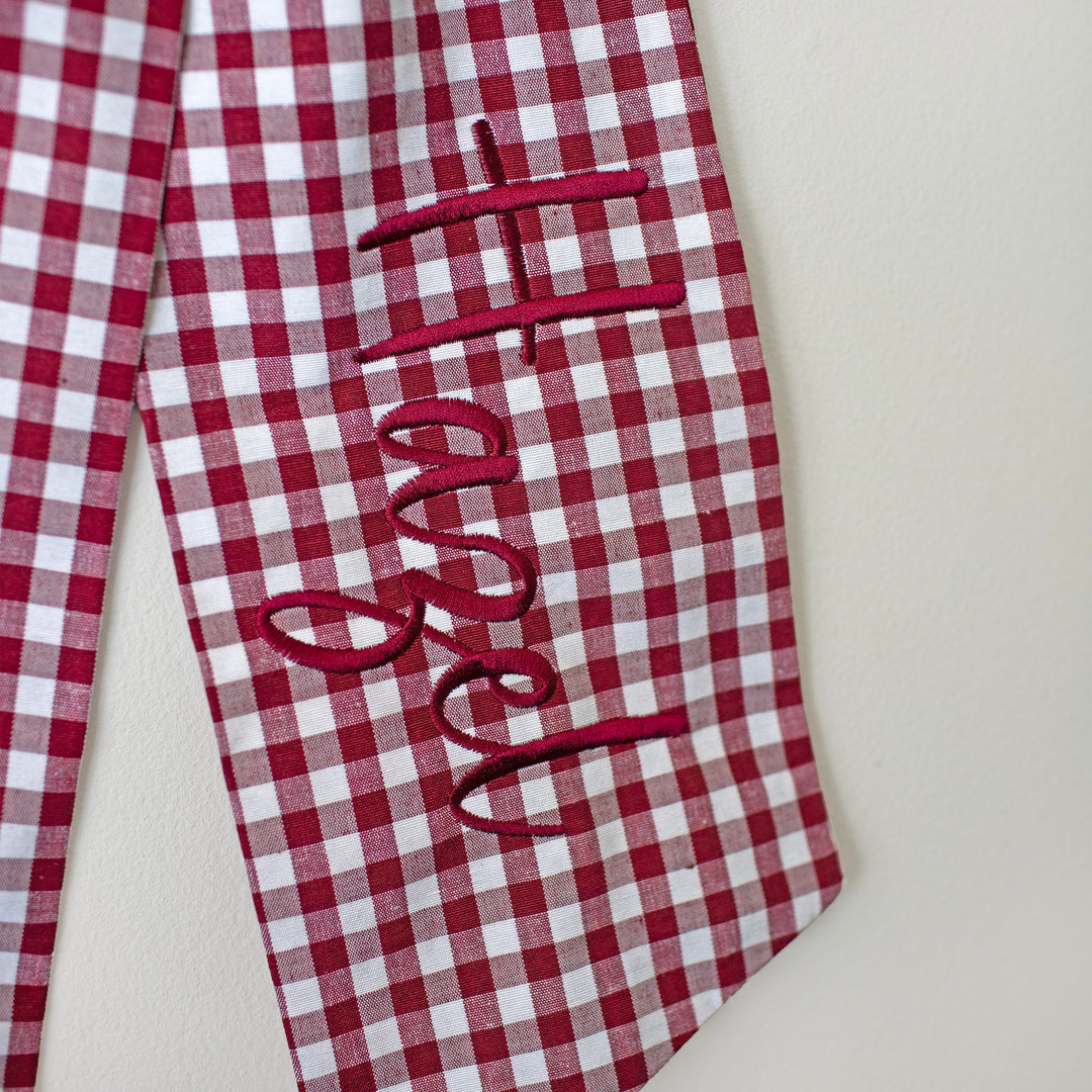 Mabel & Fox - Personalised Red Gingham Bow - Embroidered