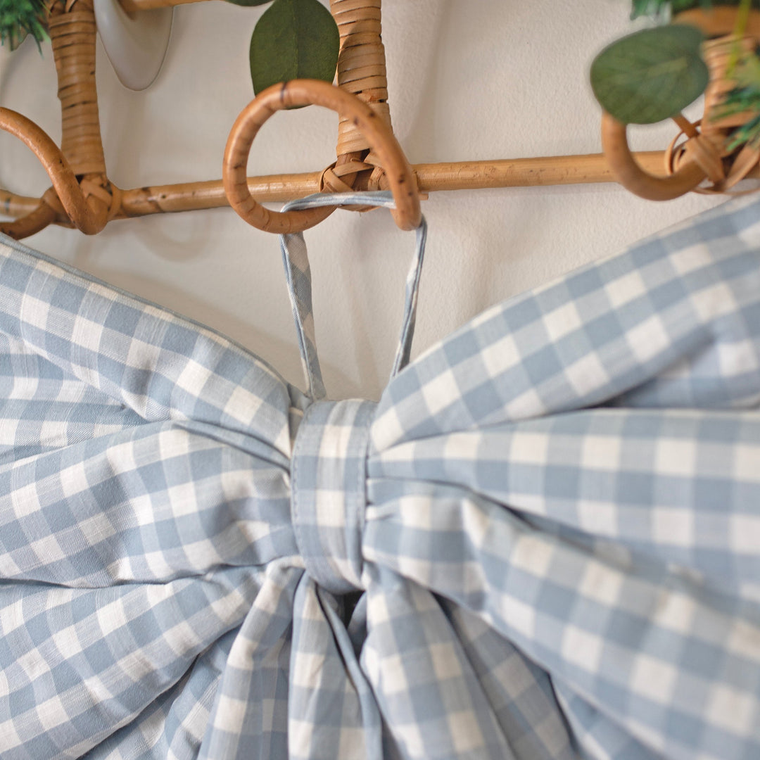 Mabel & Fox - Personalised Blue Gingham Bow - Embroidered