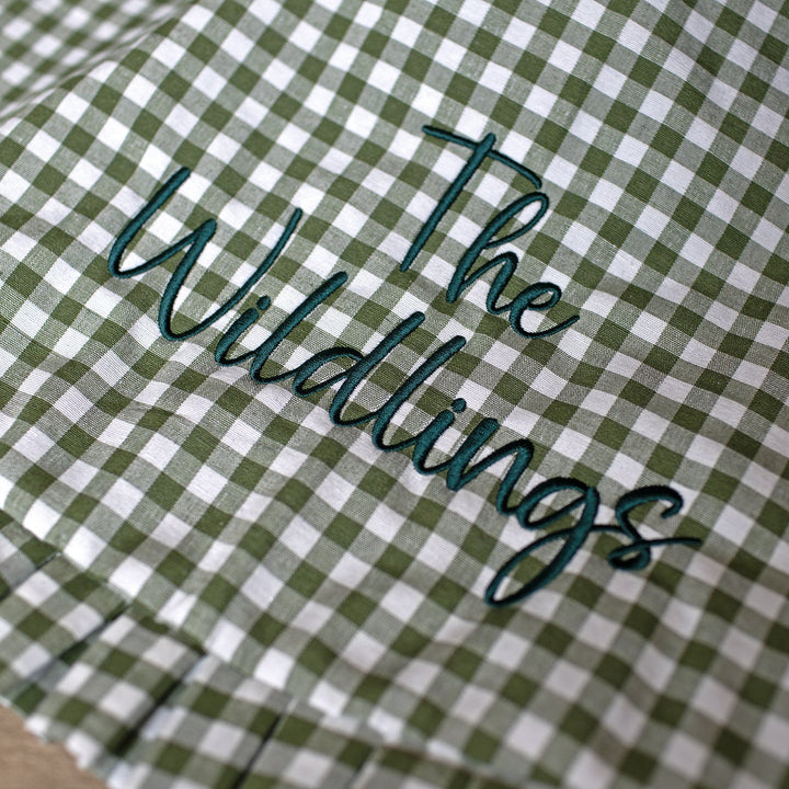 Mabel & Fox - Personalised Green Gingham Ruffle Tree Skirt - Embroidered