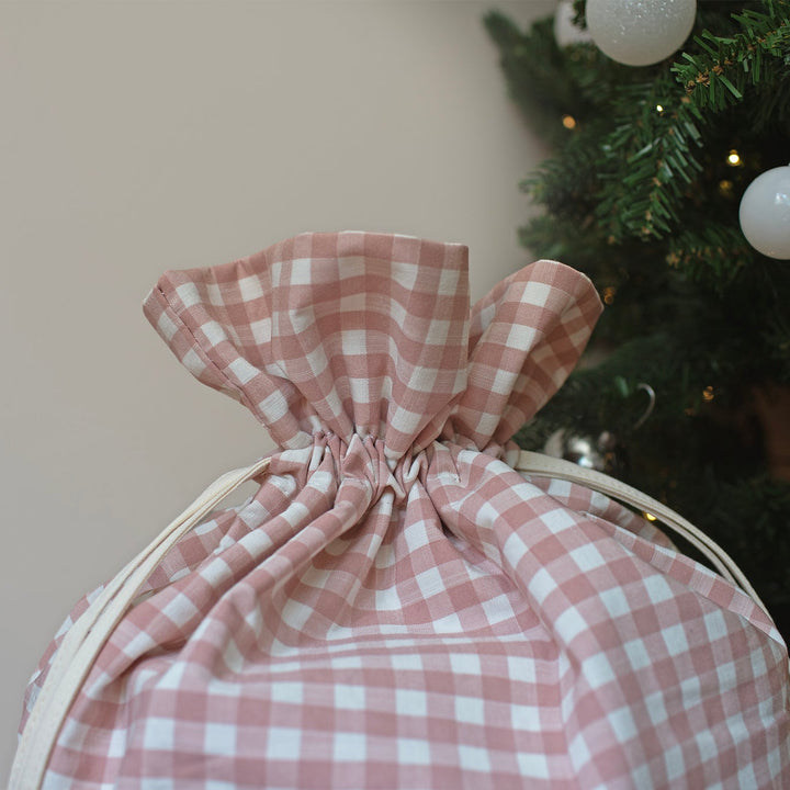 Mabel & Fox - Personalised Pink Gingham Gift Sack - Embroidered