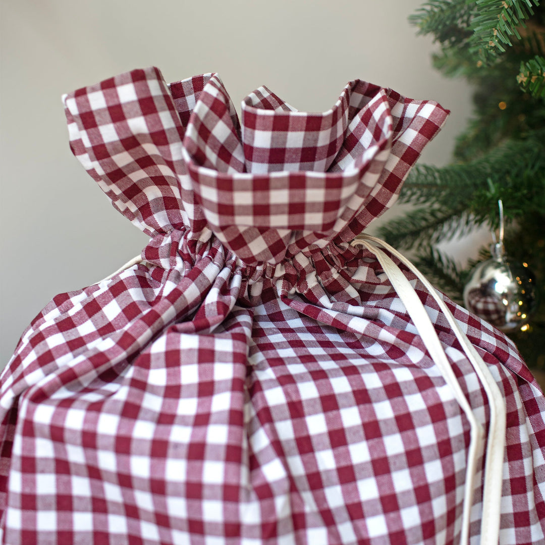 Mabel & Fox - Personalised Red Gingham Gift Sack - Embroidered