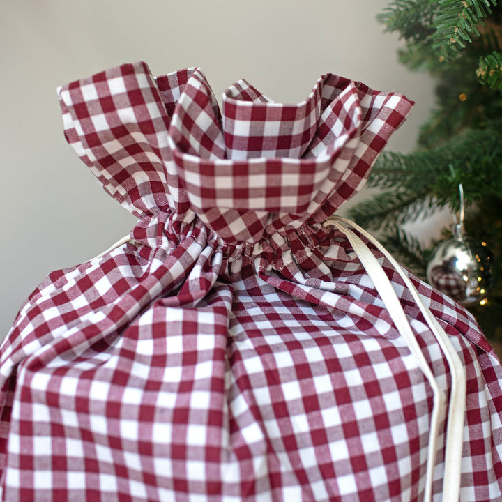 Mabel & Fox - Personalised Red Gingham Gift Sack - Embroidered