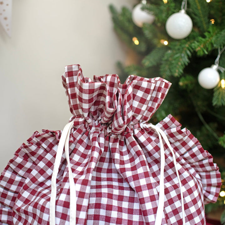 Mabel & Fox - Red Gingham Ruffle Gift Sack