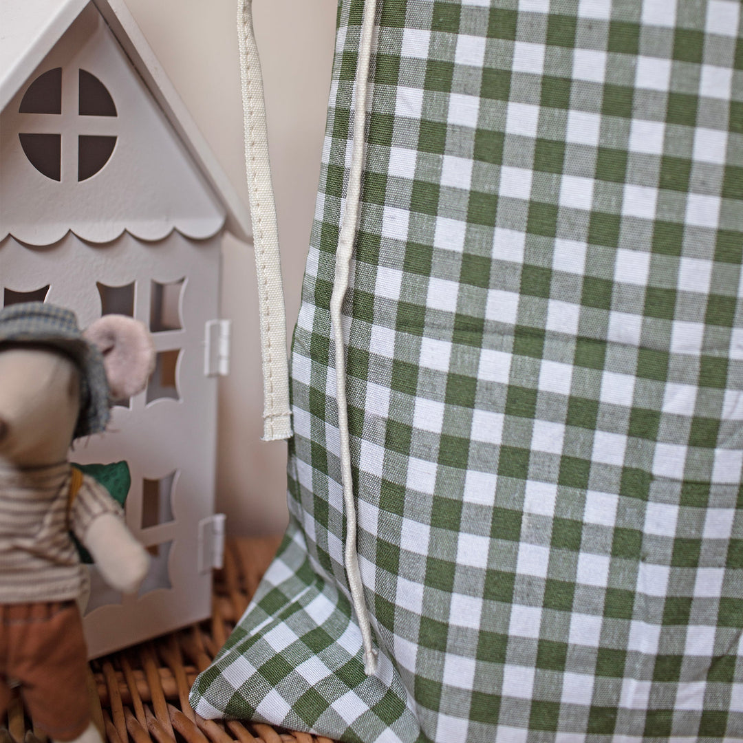 Mabel & Fox - Personalised Green Gingham Mini Gift Sack - Velvet Bow