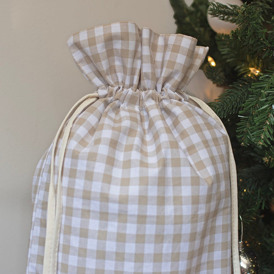 Mabel & Fox - Beige Gingham Mini Gift Sack