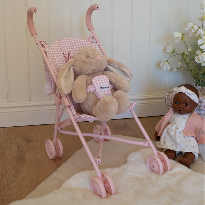 Tutete - Personalised Gingham Doll Stroller - Vichy