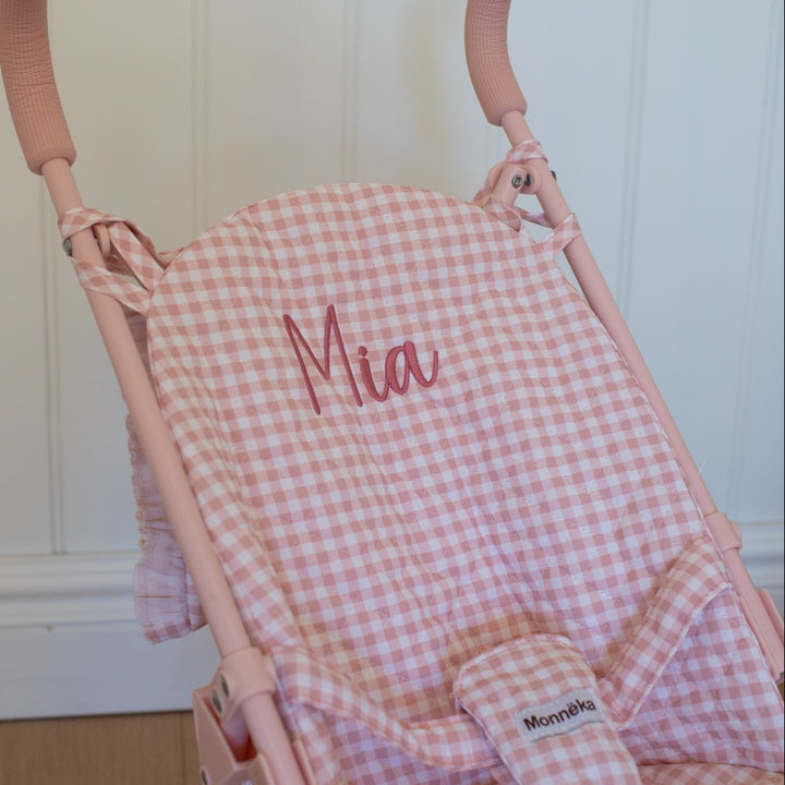 Tutete - Personalised Gingham Doll Stroller - Vichy