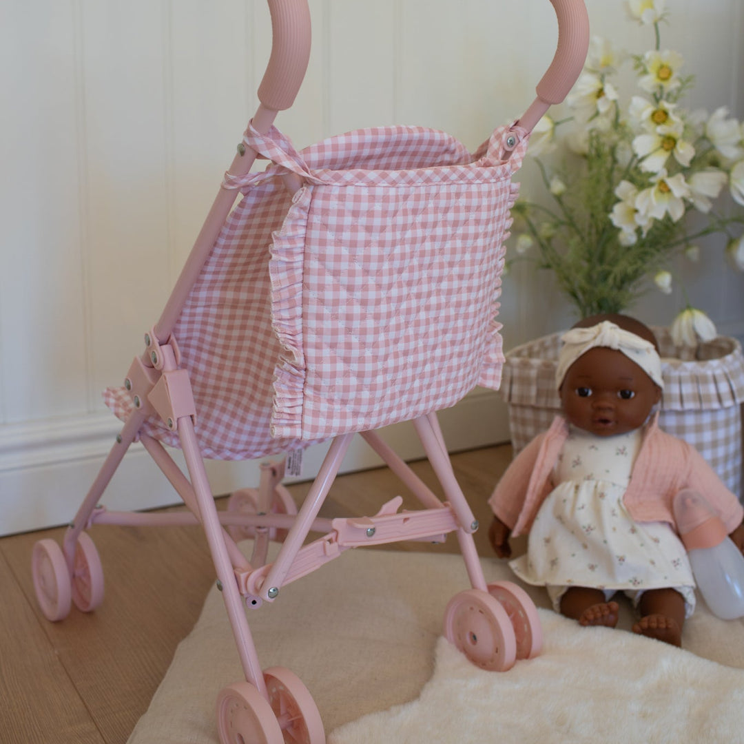 Tutete - Personalised Gingham Doll Stroller - Vichy