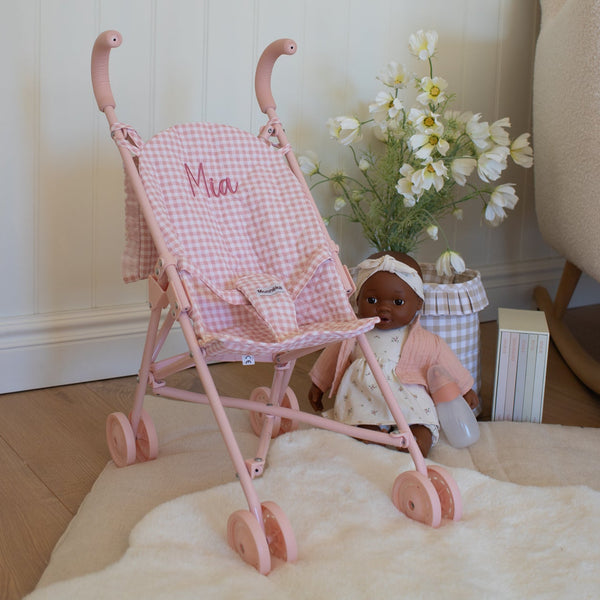 Tutete - Personalised Gingham Doll Stroller - Vichy