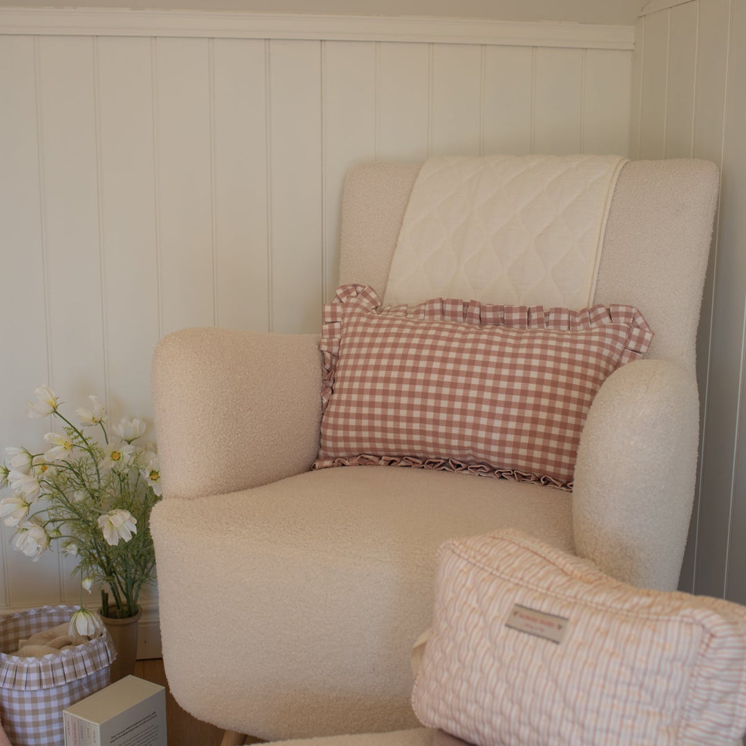 Mabel & Fox - Gingham Ruffle Cushion Cover - Pink