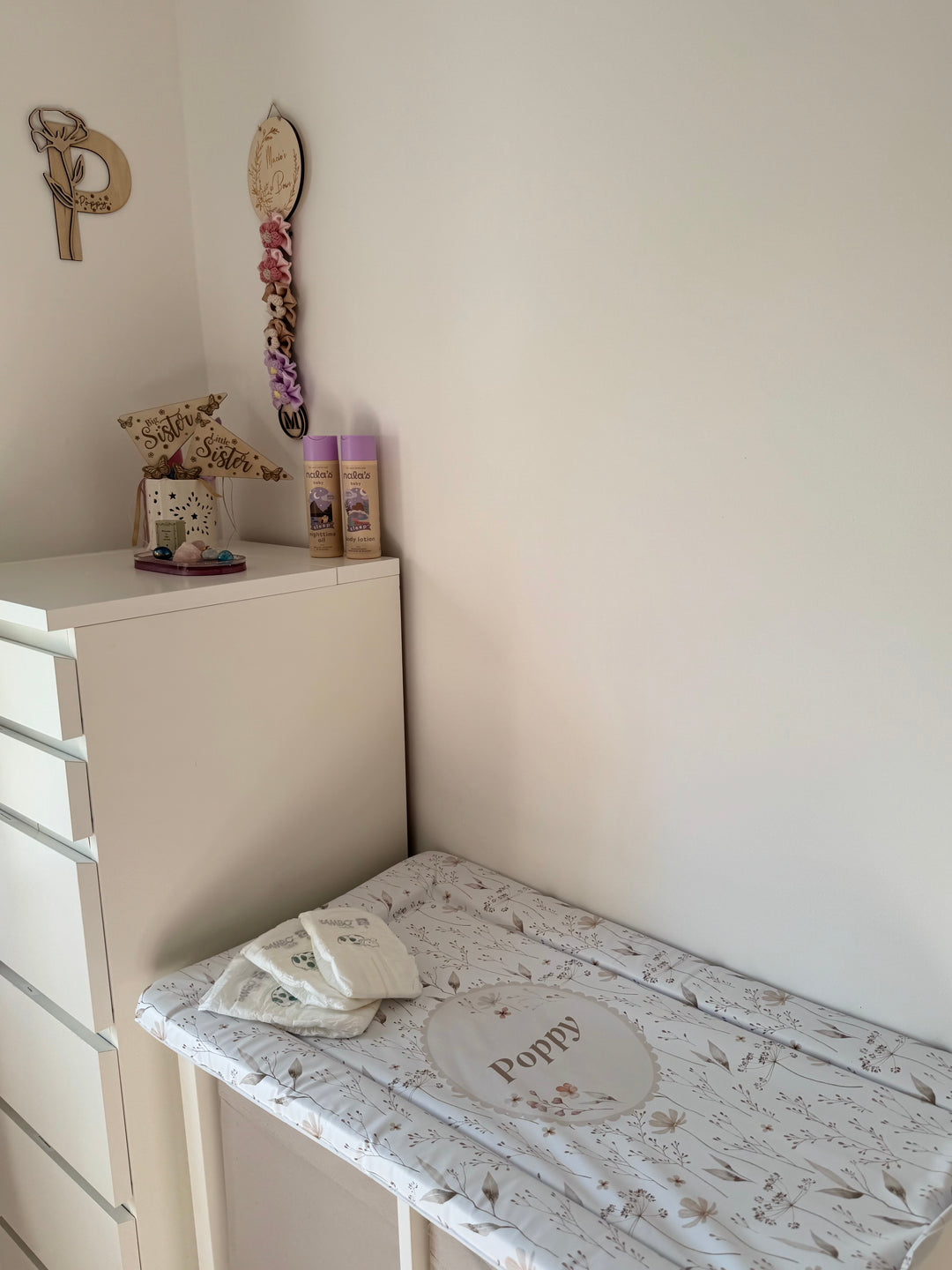 Mabel & Fox - Personalised Baby Changing Mat - Natural Wildflowers - Mabel & Fox