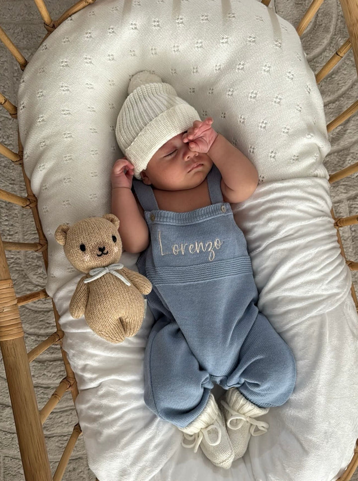 Mabel & Fox - Personalised Knitted Dungarees - Blue - Mabel & Fox
