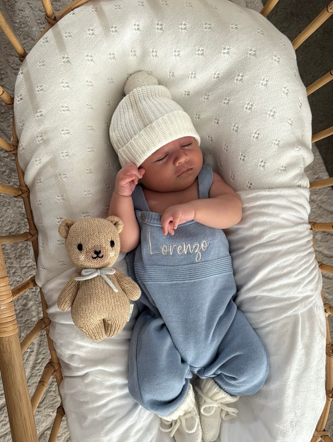 Mabel & Fox - Personalised Knitted Dungarees - Blue - Mabel & Fox