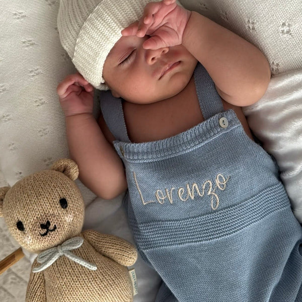 Mabel & Fox - Personalised Knitted Dungarees - Blue - Mabel & Fox