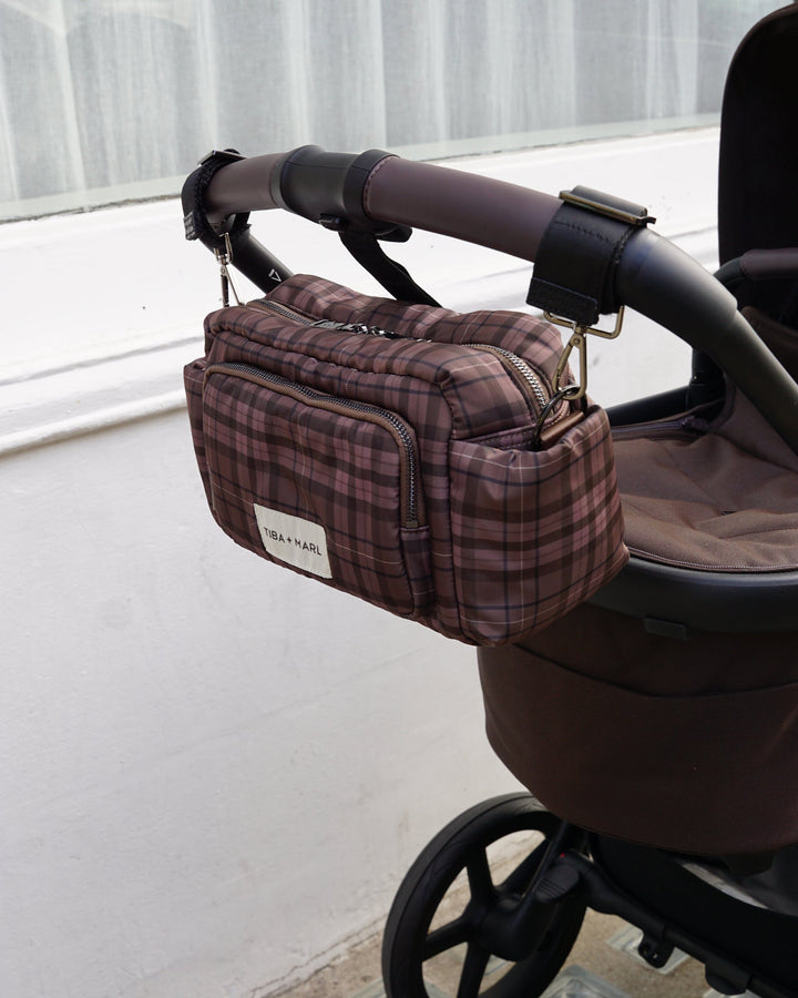 Tiba + Mar Inka Buggy Organiser Brown Tonal Tartan Print