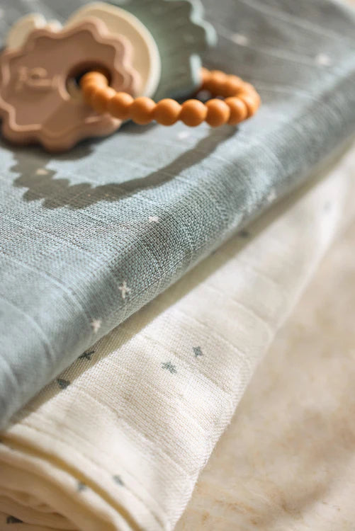 Jollein - Muslin Mouth Cloth 31 x 31cm - Twinkling Sea Green (3 Pack) - Mabel & Fox
