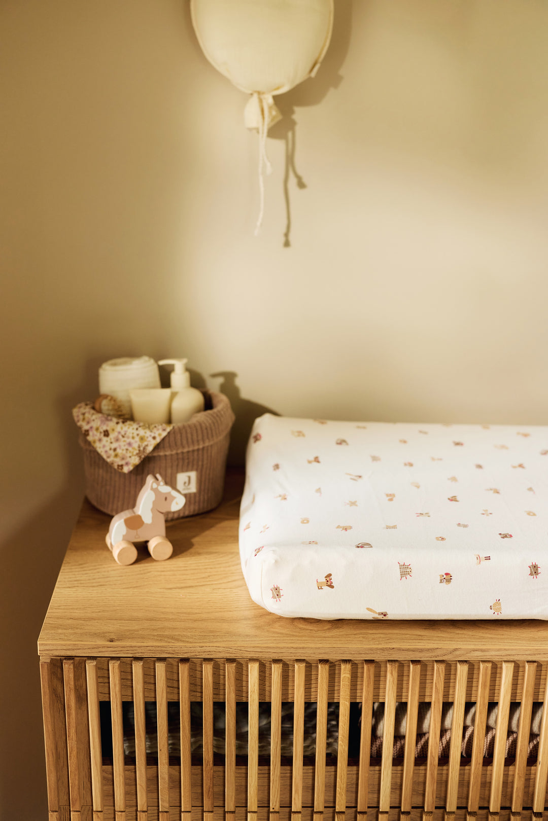 Jollein - Changing Table Basket - Cloudy Rib - Milky Coffee - Mabel & Fox