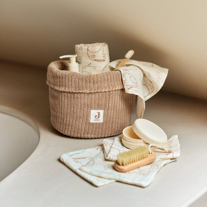 Jollein - Changing Table Basket - Cloudy Rib - Milky Coffee - Mabel & Fox
