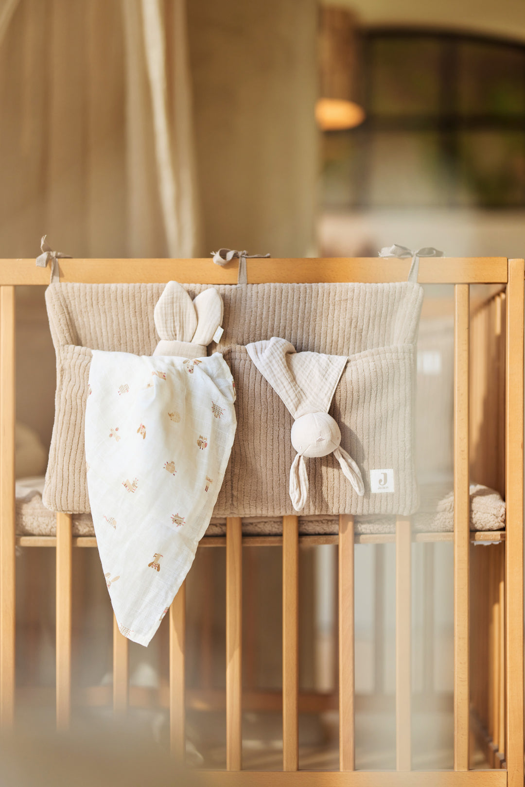 Jollein - Playpen Storage Bag Organiser - Cloudy Rib - Oatmeal - Mabel & Fox