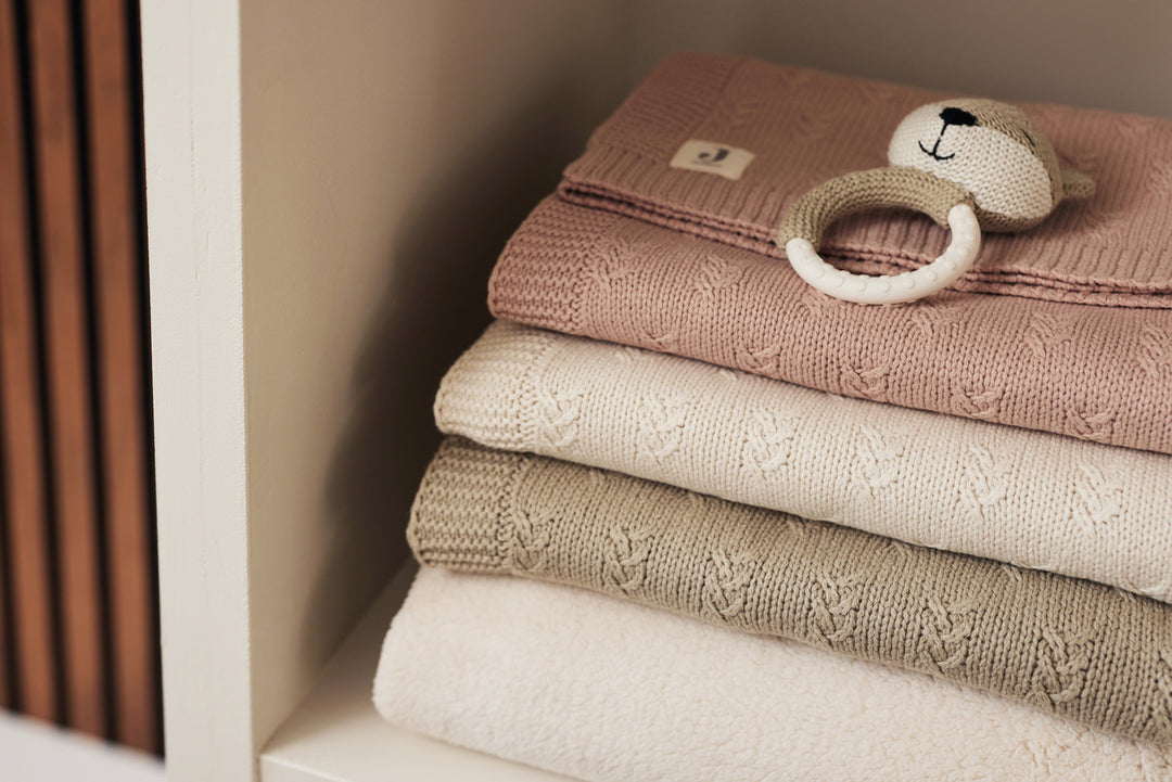 Jollein - Cradle Blanket - Grain Knit - Olive Green - Mabel & Fox