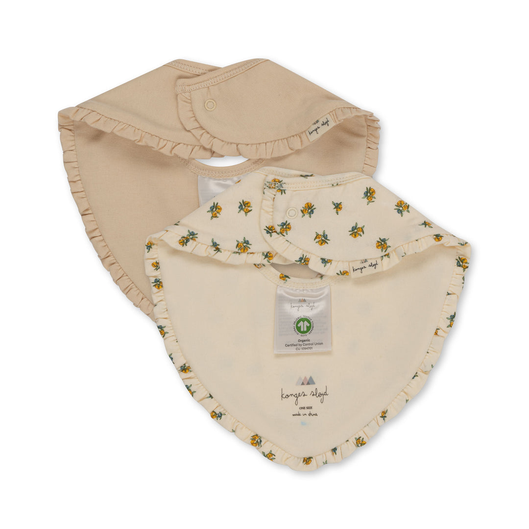 Konges Slojd - Basic Frill Bib - Peonia Limone / Brazilian Sand