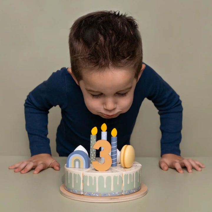 Little Dutch - Wooden Birthday Cake - Blue