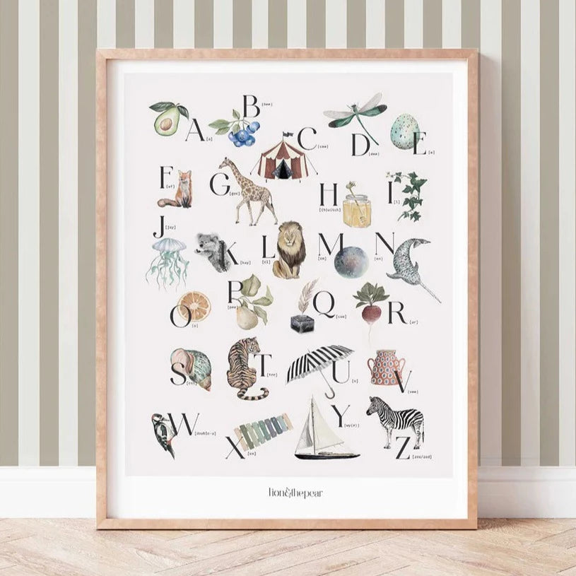 Lion & The Pear - Hand-Illustrated Print - Alphabet