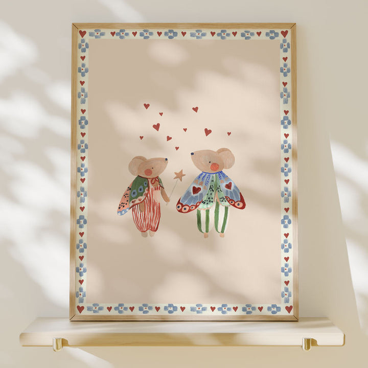 Lion & The Pear - Hand-Illustrated *Exclusive* Print - Butterfly Mice - Mabel & Fox