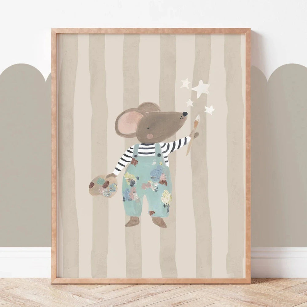Lion & The Pear - Hand-Illustrated Print - Work of Art Mouse - Mabel & Fox