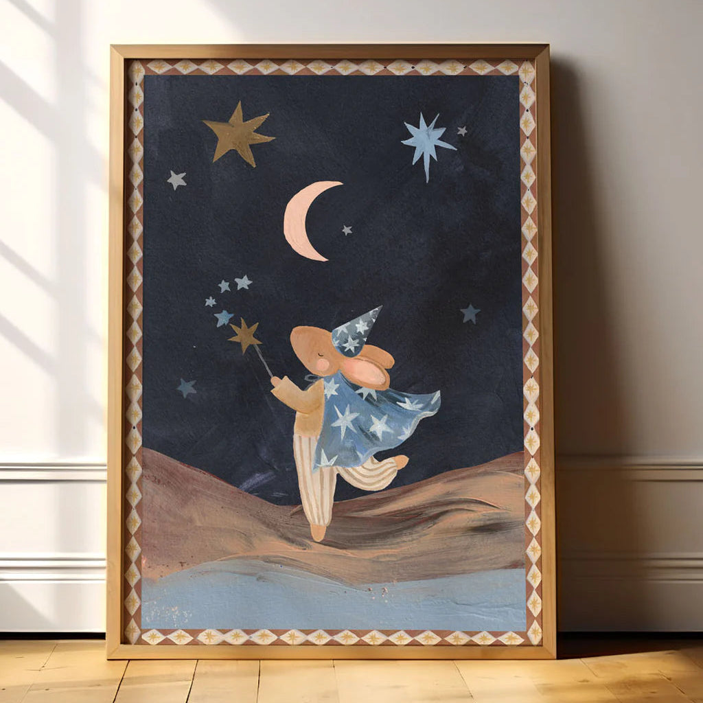 Lion & The Pear - Hand-Illustrated Print - Wizard Moon Bunny - Mabel & Fox