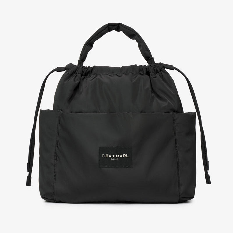 Luna Drawstring Changing Tote Black - Mabel & Fox