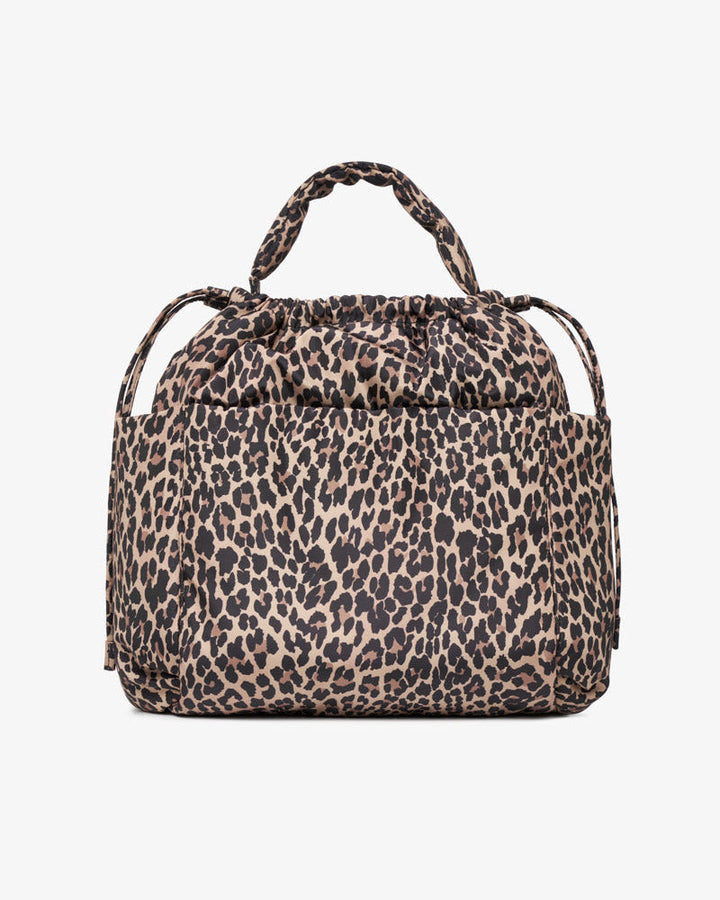 Tiba + Marl - Luna Drawstring Changing Tote Lighter Leopard Print - Mabel & Fox